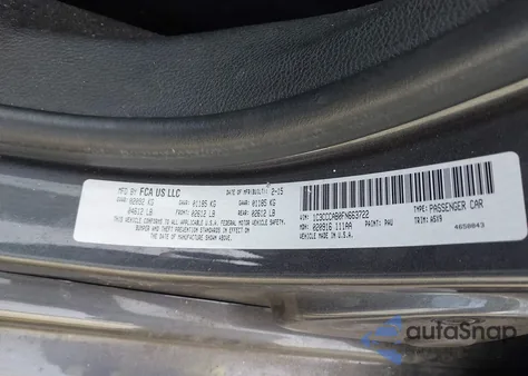 2015 Chrysler 200 Limited z USA, uszkodzony, nr VIN 1C3CCCAB0FN663722